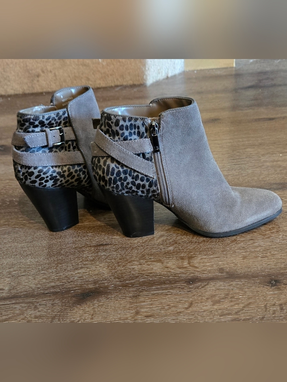 Jeanne Beker Suede & Animal Print Ankle Boots-Size 8